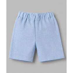 Babyhug Woven Half Sleeves Solid Colour 3 Piece Party Suit With Bow - Light Blue
