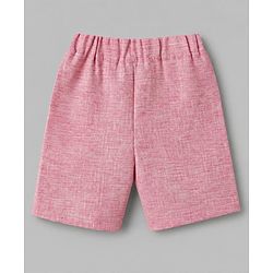 Babyhug Woven Half Sleeves Solid Colour 3 Piece Party Suit With Bow - Pink