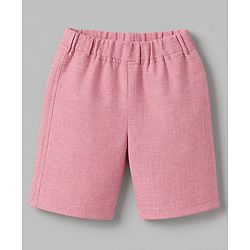 Babyhug Woven Half Sleeves Solid Colour 3 Piece Party Suit With Bow - Pink