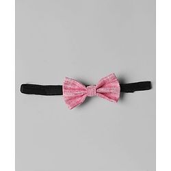 Babyhug Woven Half Sleeves Solid Colour 3 Piece Party Suit With Bow - Pink