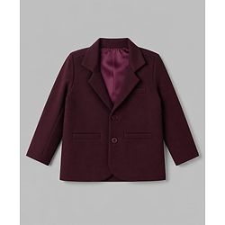 Babyhug Woven Full Sleeves Solid Three Piece Party Suit With Bow - Wine