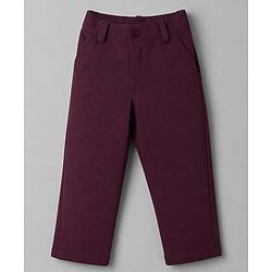 Babyhug Woven Full Sleeves Solid Three Piece Party Suit With Bow - Wine