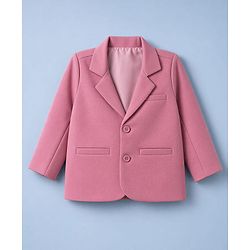 Babyhug Woven Full Sleeves Solid Three Piece Party Suit With Bow - Mauve