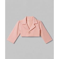 Babyhug Knit Full Sleeves Blazer Style Co-Ords Top & Skirts Set with Inner Tee - Peach