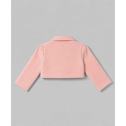 Babyhug Knit Full Sleeves Blazer Style Co-Ords Top & Skirts Set with Inner Tee - Peach