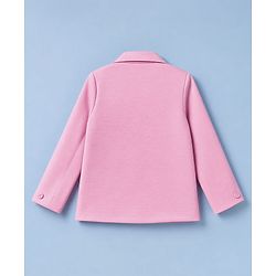 Babyhug Knit Full Sleeves Solid Top & Pant Set With Blazer - Pink