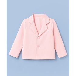 Babyhug Knit Full Sleeves Solid Top & Pant Set With Blazer - Peach