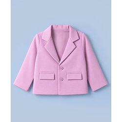 Babyhug Knit Full Sleeves Solid Top & Pant Set With Blazer - Pink