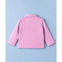 Babyhug Knit Full Sleeves Solid Top & Pant Set With Blazer - Pink