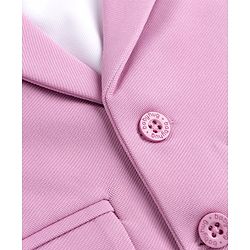 Babyhug Knit Full Sleeves Solid Top & Pant Set With Blazer - Pink