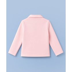 Babyhug Knit Full Sleeves Solid Top & Pant Set With Blazer - Peach
