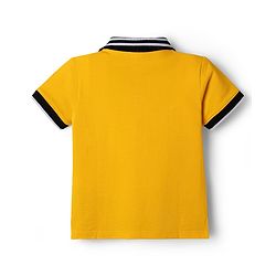 Babyhug Disney Single Jersey Knit Half Sleeves Colour Block Polo T-Shirt with Mickey Mouse Graphics - Yellow White & Black