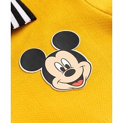 Babyhug Disney Single Jersey Knit Half Sleeves Colour Block Polo T-Shirt with Mickey Mouse Graphics - Yellow White & Black