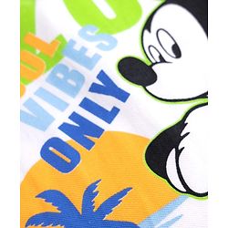 Babyhug Disney Cotton Knit Half Sleeves Polo T-Shirt with Front & Back Mickey Mouse Surf Print - White