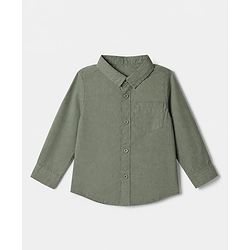 Babyhug 100% Cotton Woven Full Sleeves Shirt and Pants Set With Bow & Suspender - Black & Olive Green