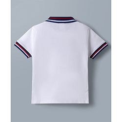 Babyhug Disney 100% Cotton Knit Half Sleeves Polo T-Shirt Wit Mickey Mouse Graphic - White
