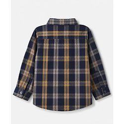 Babyhug 100% Cotton Woven Full Sleeves Checked Shirt and Joggers Set - Biege