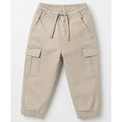 Babyhug 100% Cotton Woven Full Sleeves Checked Shirt and Joggers Set - Biege