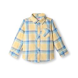 Babyhug Cotton Blend Full Sleeves Checked Shirt and Denim Jeans - Yellow