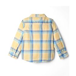 Babyhug Cotton Blend Full Sleeves Checked Shirt and Denim Jeans - Yellow