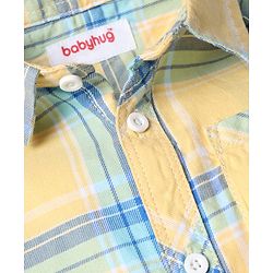 Babyhug Cotton Blend Full Sleeves Checked Shirt and Denim Jeans - Yellow