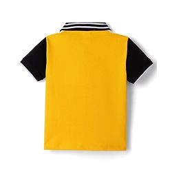 Babyhug Disney Cotton Knit Half Sleeves Polo T-Shirt with Mickey Mouse Print - Yellow