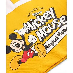 Babyhug Disney Cotton Knit Half Sleeves Polo T-Shirt with Mickey Mouse Print - Yellow