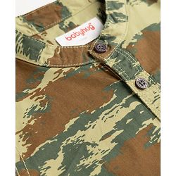 Babyhug 100% Cotton Woven Full Sleeves Shirt and Pant with Camouflage Print - Olive Green