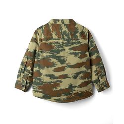 Babyhug 100% Cotton Woven Full Sleeves Shirt and Pant with Camouflage Print - Olive Green