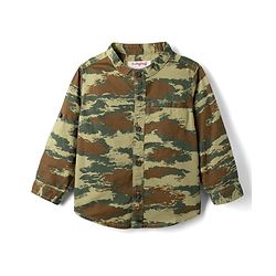 Babyhug 100% Cotton Woven Full Sleeves Shirt and Pant with Camouflage Print - Olive Green