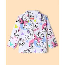Babyhug Disney Single Jersey Knit Full Sleeves Co-Ords Shirt & Pyjama Night Suit with Polka Dots & Marie Graphics Pack of 2 - Lilac & White