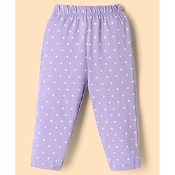 Babyhug Disney Single Jersey Knit Full Sleeves Co-Ords Shirt & Pyjama Night Suit with Polka Dots & Marie Graphics Pack of 2 - Lilac & White