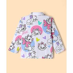 Babyhug Disney Single Jersey Knit Full Sleeves Co-Ords Shirt & Pyjama Night Suit with Polka Dots & Marie Graphics Pack of 2 - Lilac & White