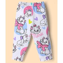 Babyhug Disney Single Jersey Knit Full Sleeves Co-Ords Shirt & Pyjama Night Suit with Polka Dots & Marie Graphics Pack of 2 - Lilac & White