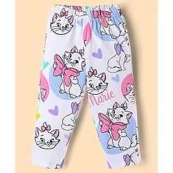 Babyhug Disney Single Jersey Knit Full Sleeves Co-Ords Shirt & Pyjama Night Suit with Polka Dots & Marie Graphics Pack of 2 - Lilac & White