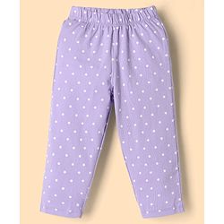 Babyhug Disney Single Jersey Knit Full Sleeves Co-Ords Shirt & Pyjama Night Suit with Polka Dots & Marie Graphics Pack of 2 - Lilac & White