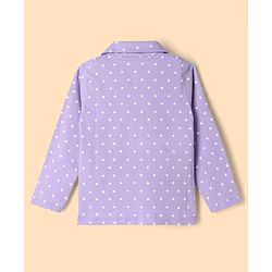 Babyhug Disney Single Jersey Knit Full Sleeves Co-Ords Shirt & Pyjama Night Suit with Polka Dots & Marie Graphics Pack of 2 - Lilac & White