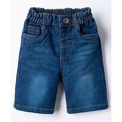 Babyhug Cotton Woven Denim Half Sleeves Shirt and Shorts Set With Leopard Print - Blue