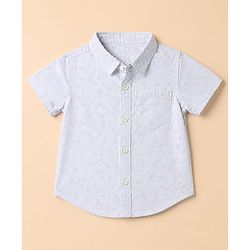 Babyhug 100% Cotton Woven Half Sleeves Printed Shirt and Shorts Set - White