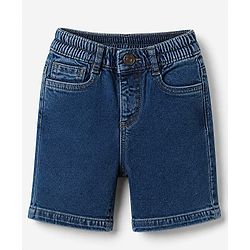 Babyhug Cotton Woven Half Sleeves Text Printed Shirt and Shorts Set - Navy Blue