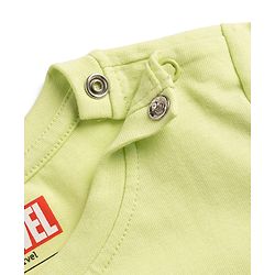 Babyhug Marvel Single Jersey Knit Full Sleeves T-Shirt & Pyjama Night Suit with Avengers Graphics - Limegreen & Black