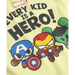 Babyhug Marvel Single Jersey Knit Full Sleeves T-Shirt & Pyjama Night Suit with Avengers Graphics - Limegreen & Black