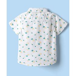 Babyhug Cotton Woven Half Sleeves Shirt and Denim Shorts with Pineapple Print - White & Blue