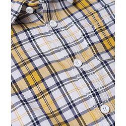 Babyhug 100% Cotton Woven Half Sleeves Checked Shirt & Shorts - Black & Yellow
