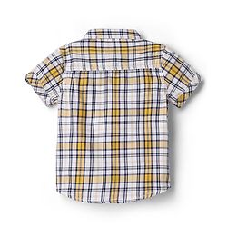 Babyhug 100% Cotton Woven Half Sleeves Checked Shirt & Shorts - Black & Yellow