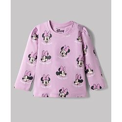 Babyhug Disney Single Jersey Knit Full Sleeves Co-Ords T-Shirt & Pyjama Night Suit with Minnie Mouse & Polka Dots Print Pack of 2 - White