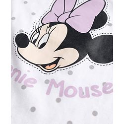 Babyhug Disney Single Jersey Knit Full Sleeves Co-Ords T-Shirt & Pyjama Night Suit with Minnie Mouse & Polka Dots Print Pack of 2 - White