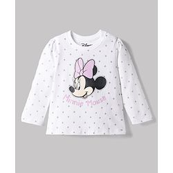 Babyhug Disney Single Jersey Knit Full Sleeves Co-Ords T-Shirt & Pyjama Night Suit with Minnie Mouse & Polka Dots Print Pack of 2 - White