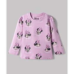 Babyhug Disney Single Jersey Knit Full Sleeves Co-Ords T-Shirt & Pyjama Night Suit with Minnie Mouse & Polka Dots Print Pack of 2 - White
