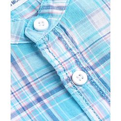 Babyhug 100% Cotton Woven Half Sleeves Checks Shirt & Shorts With Cargo Pocket - Blue & Beige